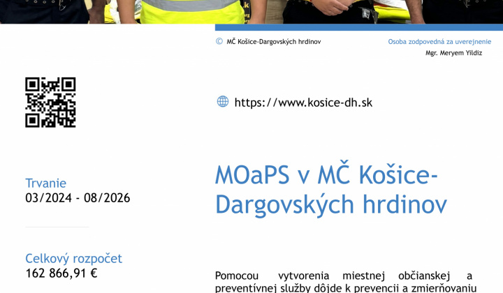 1. fotografia fotogalérie Projekty MČ z externých zdrojov / Zavedenie miestnej občianskej a preventívnej služby (MOaPS). Výzva: Program Slovensko 2021–2027 – Európsky sociálny fond+ - foto