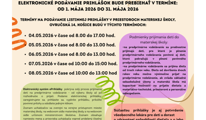 4. fotografia fotogalérie Aktuality / Zápis do materských škôl sa blíž - foto