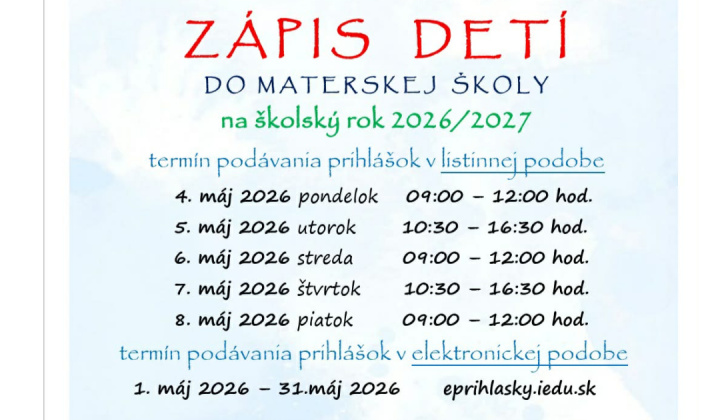 7. fotografia fotogalérie Aktuality / Zápis do materských škôl sa blíž - foto