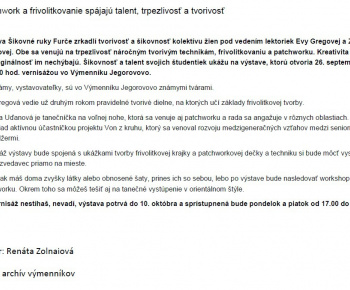 Kultúrno-spoločenské a športové aktivity / Patchwork a frivolitkovanie spájajú talent, trpezlivosť a tvorivosť - foto