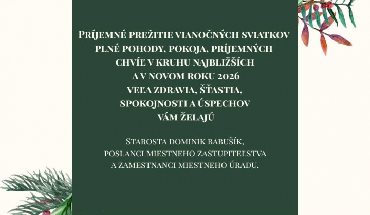 Fotka - Prajeme vám pokojné a radostné prežitie vianočných sviatkov