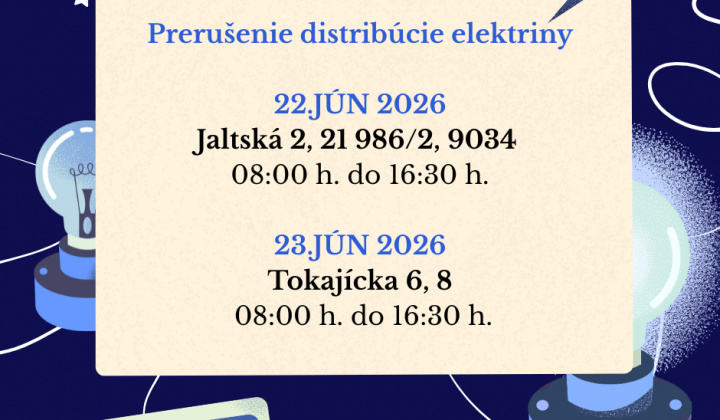 Fotka - Prerušenie distribúcie elektriny 22. a 23. jún 
